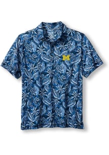 Tommy Bahama Michigan Wolverines Mens Blue Tropical Score Short Sleeve Polo