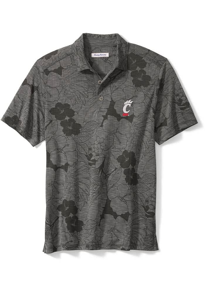 Tommy Bahama Cincinnati Bearcats Mens Charcoal Miramar Blooms Short Sleeve Polo