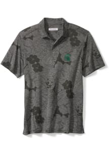 Tommy Bahama Michigan State Spartans Mens Charcoal Miramar Blooms Short Sleeve Polo