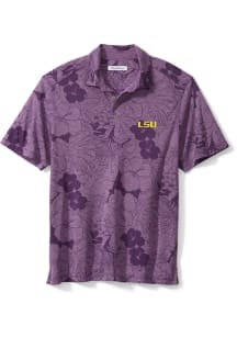 Tommy Bahama LSU Tigers Mens Purple Miramar Blooms Short Sleeve Polo