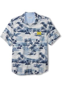Tommy Bahama Michigan Wolverines Mens Navy Blue Sport Tropical Horizons Short Sleeve Dress Shirt