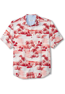 Tommy Bahama Oklahoma Sooners Mens Red Sport Tropical Horizons Short Sleeve Dress Shirt