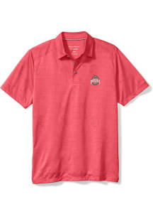 Mens Ohio State Buckeyes Red Tommy Bahama Sport Palm Short Sleeve Polo Shirt