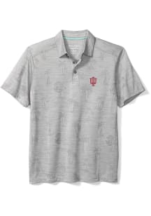 Mens Indiana Hoosiers Grey Tommy Bahama Sport Palm Short Sleeve Polo Shirt