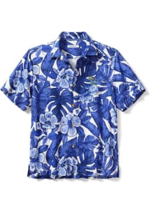 Tommy Bahama Kansas Jayhawks Mens Blue Floral Lush Short Sleeve Dress Shirt
