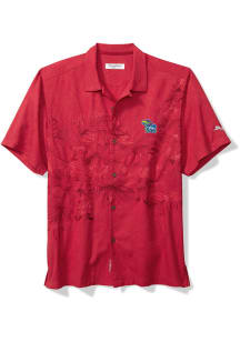 Tommy Bahama Kansas Jayhawks Mens Red Islandzone Game Short Sleeve Dress Shirt