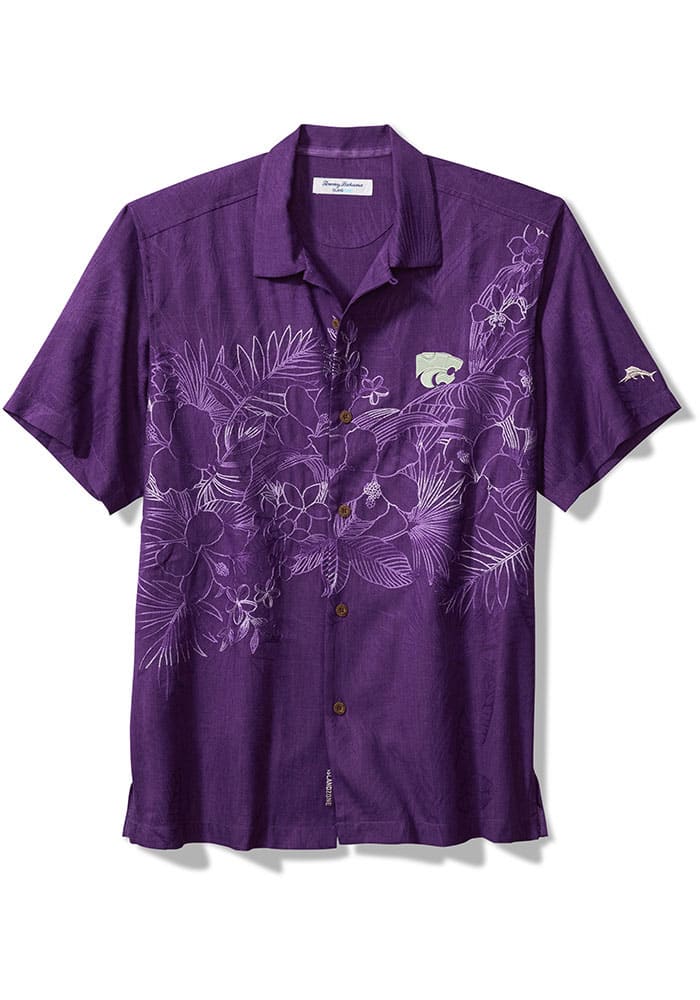 Tommy Bahama K-State Wildcats Mens Purple Islandzone Game Short Sleeve Dress Shirt