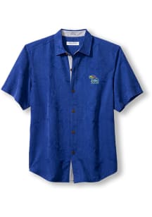 Tommy Bahama Kansas Jayhawks Mens Blue Sport Coconut Short Sleeve Dress Shirt