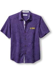 Tommy Bahama LSU Tigers Mens Purple Sport Coconut Short Sleeve Dress Shirt