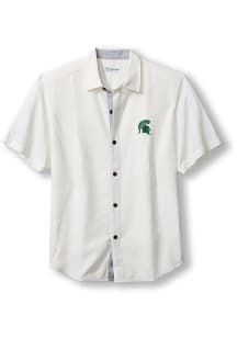 Mens Michigan State Spartans White Tommy Bahama Sport Coconut Short Sleeve Dress Shirt