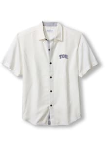 Tommy Bahama TCU Horned Frogs Mens White Sport Coconut Short Sleeve Dress Shirt