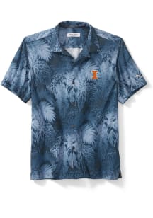 Mens Illinois Fighting Illini Navy Blue Tommy Bahama Sport Bahama Short Sleeve Dress Shirt