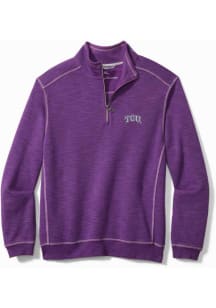 Tommy Bahama TCU Horned Frogs Mens Purple Tobago Long Sleeve 1/4 Zip Pullover