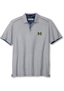 Tommy Bahama Michigan Wolverines Mens Navy Blue Sport Tailgater Short Sleeve Polo