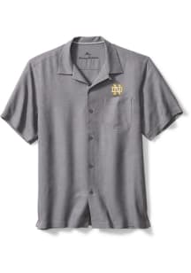 Tommy Bahama Notre Dame Fighting Irish Mens Grey Sport Tropic Isles Camp Short Sleeve Dress Shir..