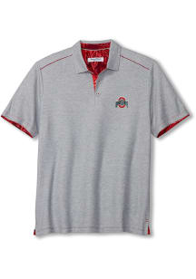 Mens Ohio State Buckeyes Grey Tommy Bahama Sport Tailgater Short Sleeve Polo Shirt
