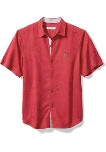 Mens Indiana Hoosiers Red Tommy Bahama Sport Coconut Short Sleeve Dress Shirt