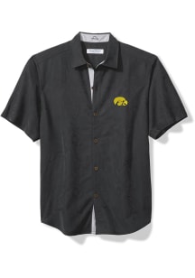 Tommy Bahama Iowa Hawkeyes Mens Black Sport Coconut Short Sleeve Dress Shirt
