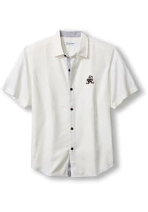 Tommy Bahama Cleveland Browns Mens White SPORT COCONUT POINT PALM VISTA Short Sleeve Dress Shirt