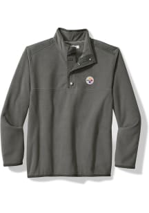 Tommy Bahama Pittsburgh Steelers Mens Grey FIELD RUNNER SNAP Long Sleeve 1/4 Zip Pullover