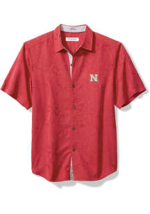 Mens Nebraska Cornhuskers Red Tommy Bahama Sport Coconut Short Sleeve Dress Shirt