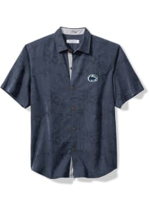 Mens Penn State Nittany Lions Navy Blue Tommy Bahama Sport Coconut Short Sleeve Dress Shirt