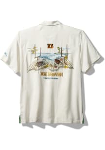 Tommy Bahama Cincinnati Bengals Mens White TIDE BREAKER CAMP Short Sleeve Dress Shirt