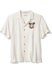 Tommy Bahama Oklahoma Sooners Mens White Paradiso Camp Baseball Short Sleeve Dress Shirt
