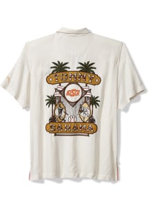 Tommy Bahama Oklahoma State Cowboys Mens White Paradiso Camp Baseball Short Sleeve Dress Shirt