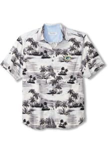 Tommy Bahama Green Bay Packers Mens Black Tropical Horizons Short Sleeve Dress Shirt