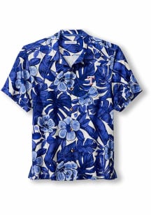 Tommy Bahama Texas Rangers Mens Blue Floral Lush Camp Short Sleeve Dress Shirt