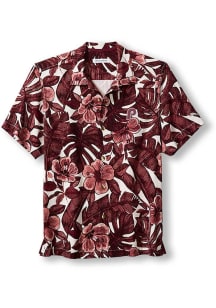 Tommy Bahama Philadelphia Phillies Mens Maroon Floral Lush Camp Short Sleeve Dress Shirt