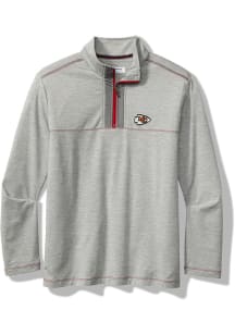 Tommy Bahama Kansas City Chiefs Mens Grey High Score Long Sleeve Qtr Zip Pullover