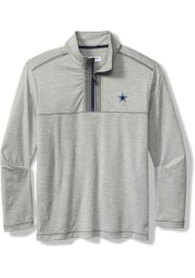 Tommy Bahama Dallas Cowboys Mens Grey High Score Long Sleeve Qtr Zip Pullover