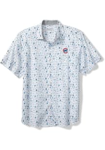 Tommy Bahama Chicago Cubs Mens Light Blue NOVA WAVE RIPTIDE RALLY CAMP Short Sleeve Dress Shirt