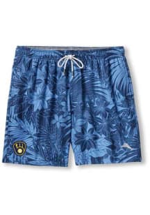 Tommy Bahama Milwaukee Brewers Mens Navy Blue Naples Santiago Palms Swim Trunks