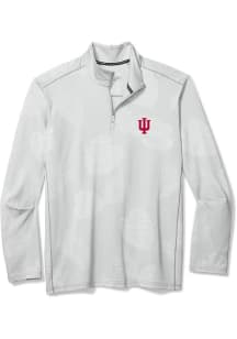 Mens Indiana Hoosiers Grey Tommy Bahama SPORT DELRAY FROND Qtr Zip Fashion Pullover