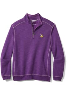 Tommy Bahama Minnesota Vikings Mens Purple Tobago Bay Long Sleeve Qtr Zip Pullover