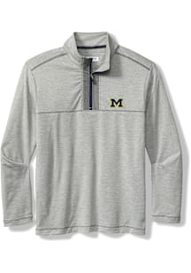 Tommy Bahama Michigan Wolverines Mens Grey High Score Long Sleeve Qtr Zip Pullover