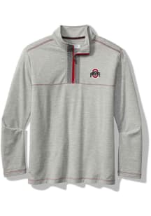 Mens Ohio State Buckeyes Grey Tommy Bahama High Score Qtr Zip Pullover