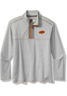 Tommy Bahama Oklahoma State Cowboys Mens Grey High Score Long Sleeve Qtr Zip Pullover