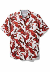 Tommy Bahama Cincinnati Reds Mens Red SUNNYVALE BLOOMS CAMP Short Sleeve Dress Shirt