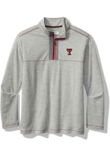 Tommy Bahama Texas Tech Red Raiders Mens Grey High Score Long Sleeve Qtr Zip Pullover