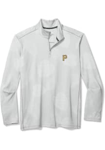Tommy Bahama Pittsburgh Pirates Mens Grey Sport Delray Frond Half Long Sleeve 1/4 Zip Pullover