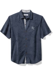 Tommy Bahama Kansas City Royals Mens Navy Blue Sport Coconut Point Palm Vista Short Sleeve Dress..