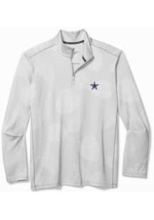 Tommy Bahama Dallas Cowboys Mens Grey Sport Delray Half Long Sleeve 1/4 Zip Pullover