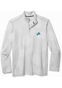 Tommy Bahama Detroit Lions Mens Grey Sport Delray Half Long Sleeve 1/4 Zip Pullover