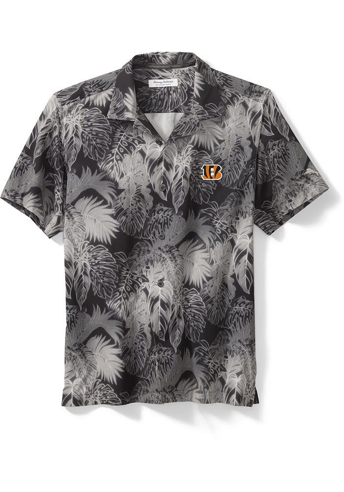 Tommy Bahama Cincinnati Bengals Mens Black Sport Coast Luminescent Fronds Short Sleeve Dr..