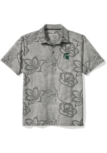 Mens Michigan State Spartans Grey Tommy Bahama Sport Delray Fresco Short Sleeve Polo Shirt