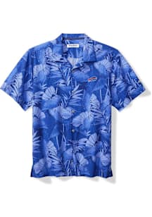 Tommy Bahama Buffalo Bills Mens Blue SPORT BAHAMA COAST NUEVO FRONDS CAMP Short Sleeve Dress Shirt
